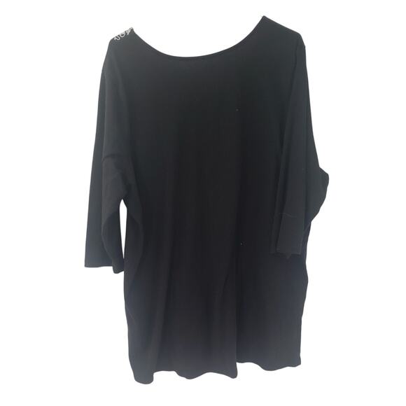 WOMAN WITHIN Black 3/4 Sleeve Top Womens Size 1x (Extra Large XL) - Picture 2 of 4